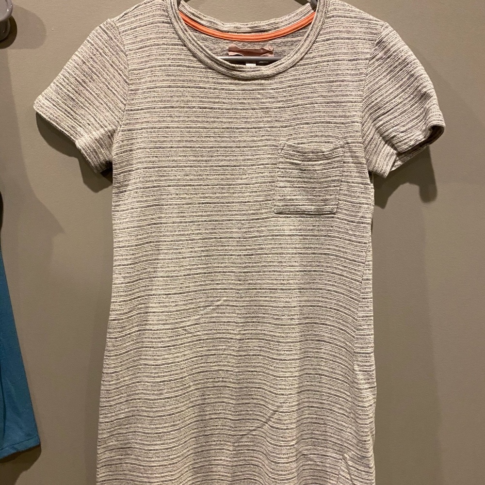 Grey and White T-Shirt Dress.